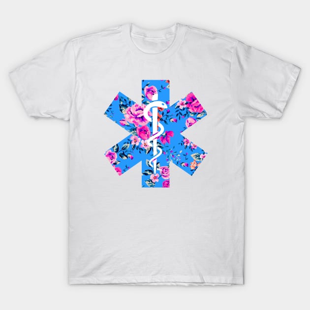 EMT , Floral EMT , EMS Paramedic , Reflective Emergency Medical Services T-Shirt by CreativeShirt